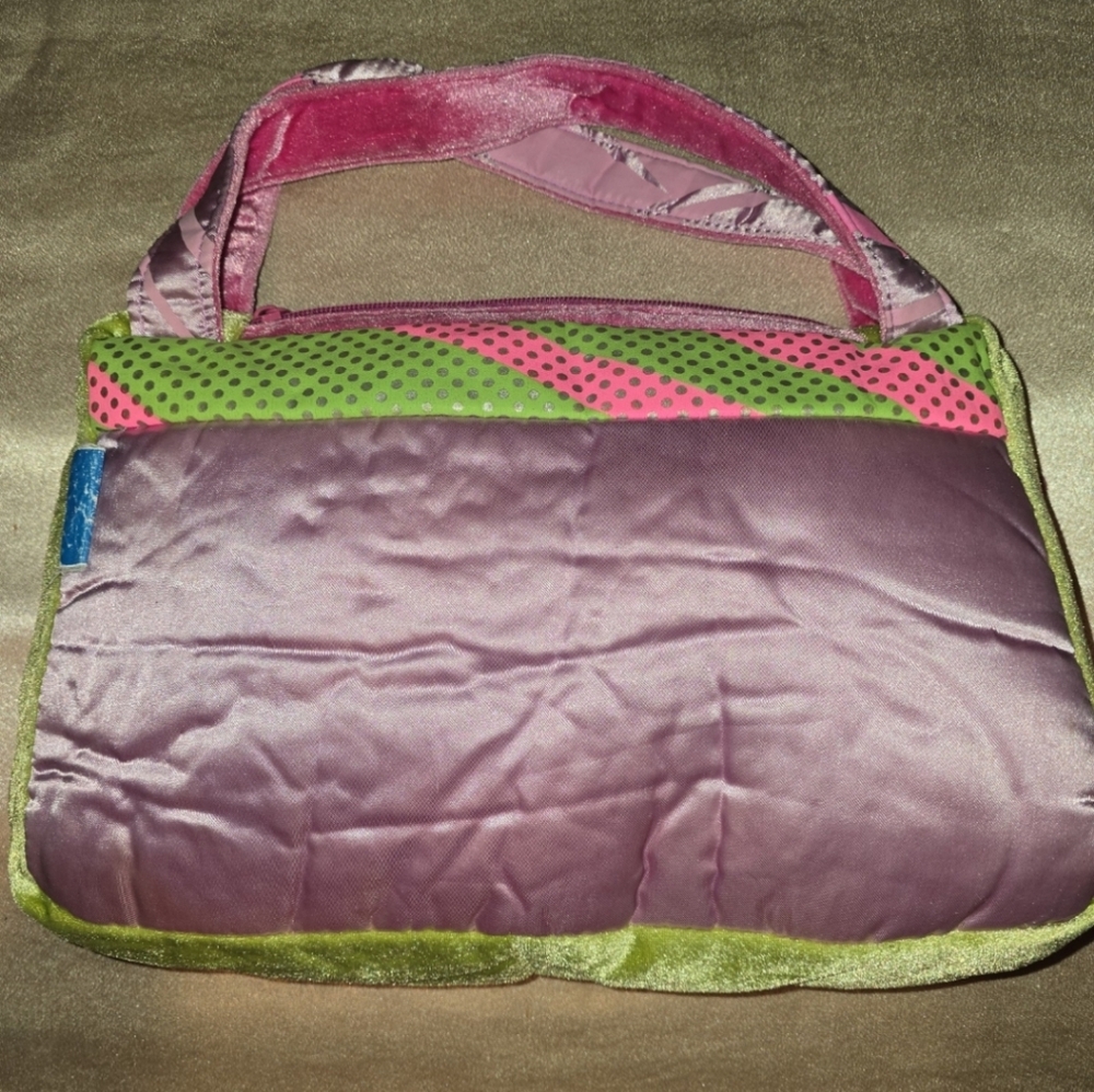 Y2K Style Disney Exclusive Tinker Bell Quilted Satin Purse w/ Velvet Trim - Picture 2 of 5